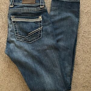 BKE Blue Skinny Jeans with Fading and Whiskering